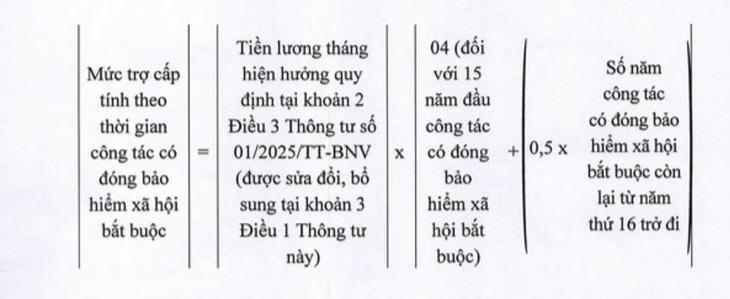 Cách tính mức trợ cấp - Ảnh chụp màn hình